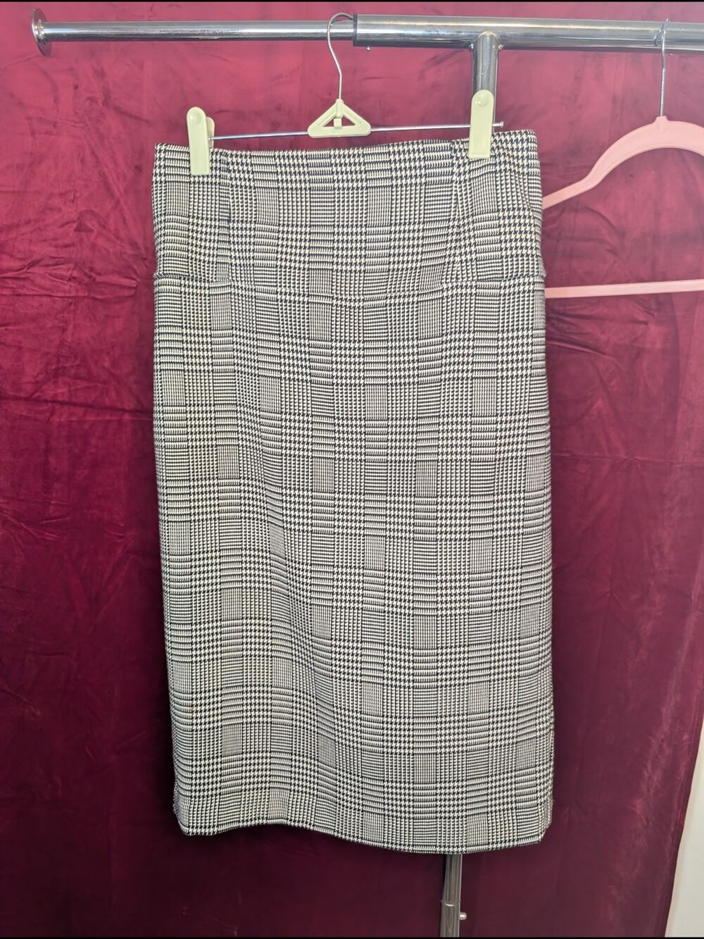 Black and White Glen Plaid Pencil Skirt